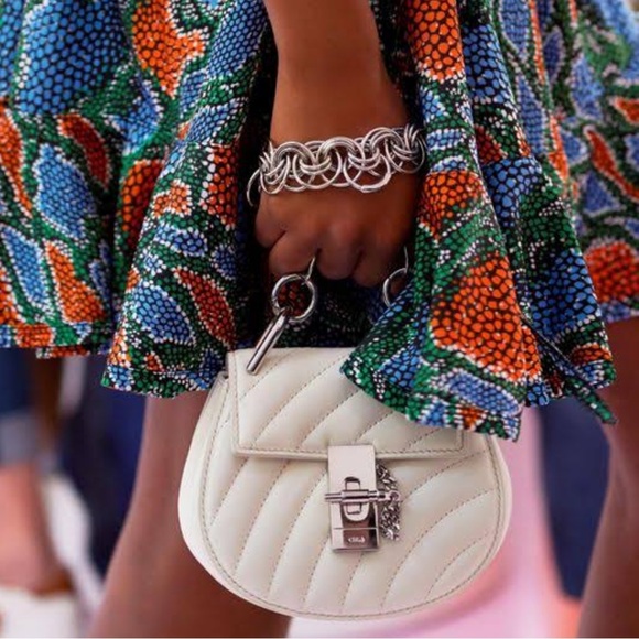 Chloe White Quilted Mini Bag with Silver Lock - Picture 1 of 11